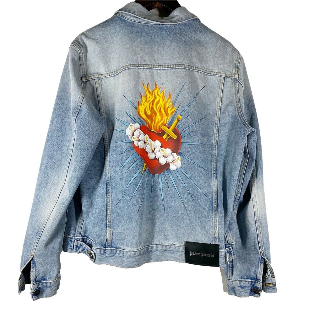 SOLD Palm Angels Blue Denim Jacket Size XL Men - Picture 1 of 12